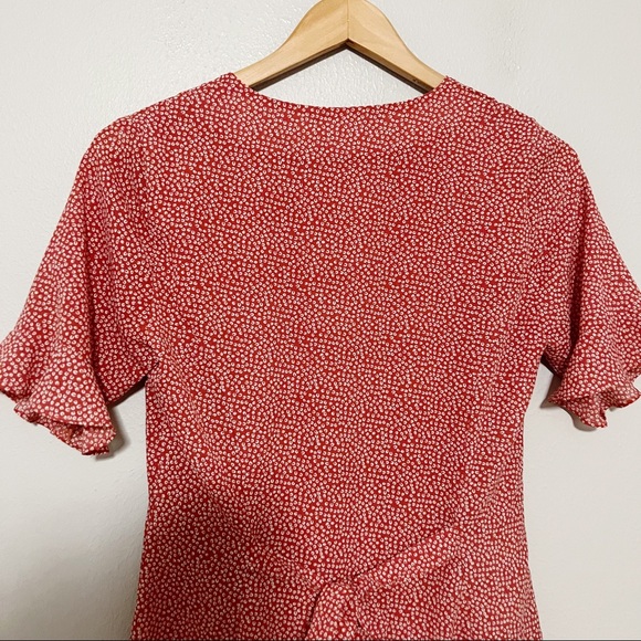 Lulus Castana Rust Red Print Button-Up Dress Sz S - Picture 6 of 9